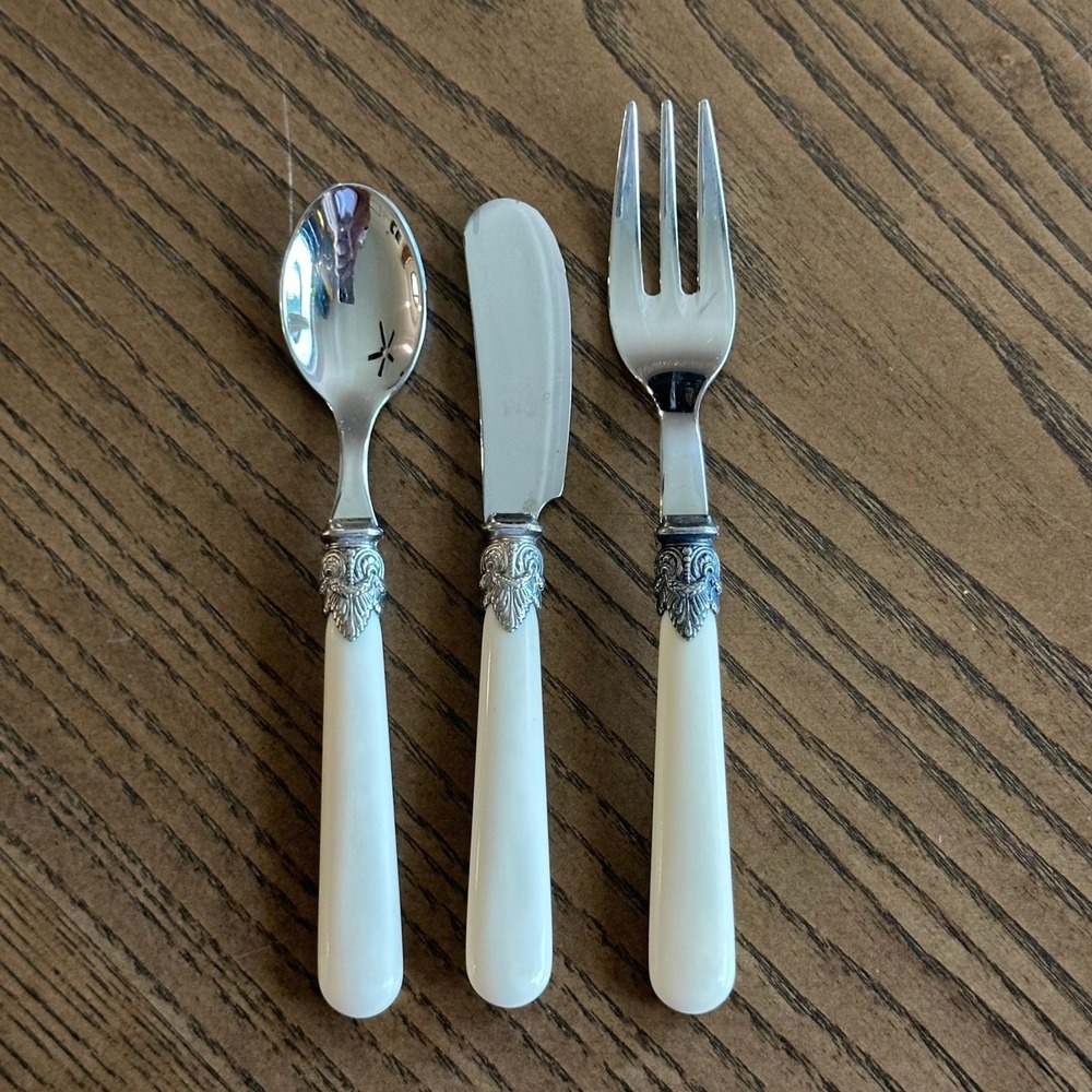 VTG EME Inox Italy Demi Cutlery 18/10 Stainless Steel Pearl Handle 3pc Set